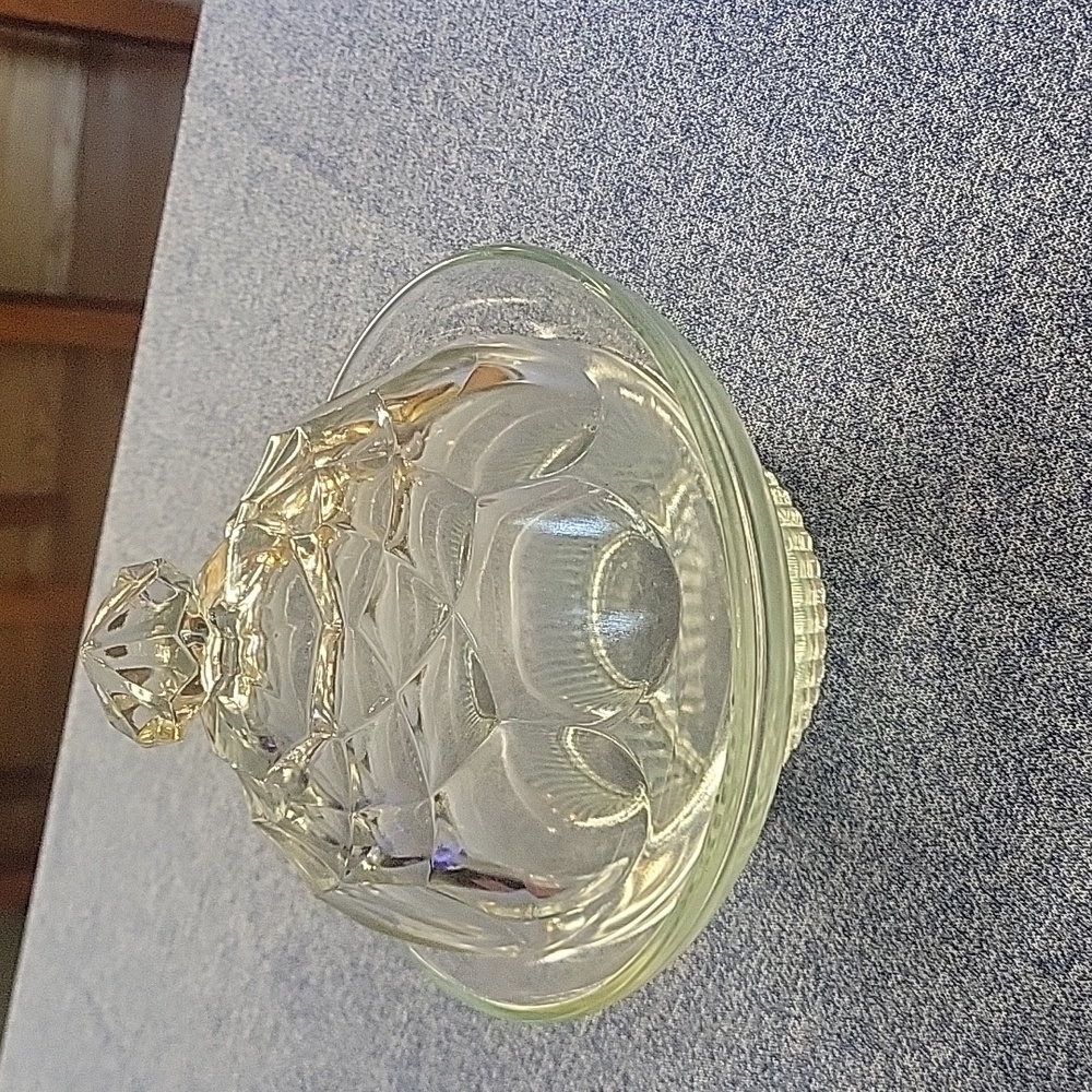 Vintage Depression Glass domed with lid candy dish. No flaws.